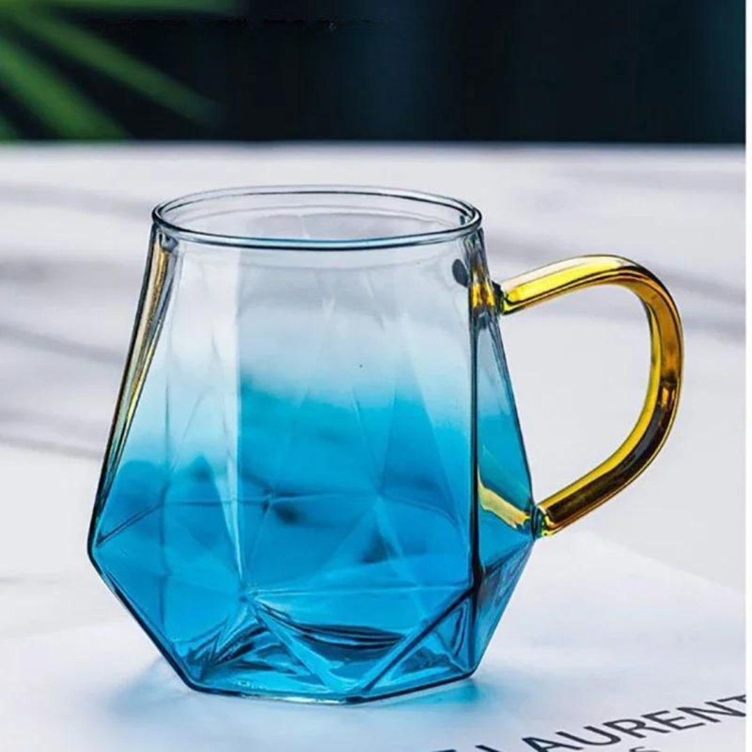 Jarra de Vidro Gradiente Azul 1,5L - Vidro Resistente ao Calor com Detalhes em Aço Inoxidável